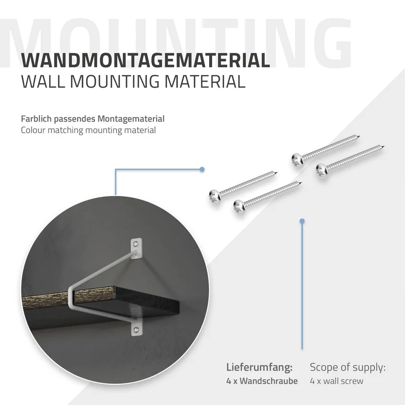 Wandkonsole Regalhalterung 2er Set 220 x 180 mm Weiß aus Stahl ML-Design