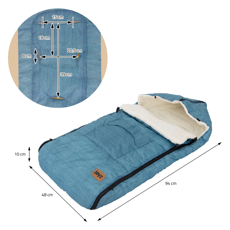 Babyfußsack 94x48x10 cm Jeans-Blau aus Polyester Joyz