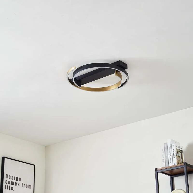 B-Ware Lucande Deckenleuchte Lampe LED Natsuma schwarz gold Ø50 cm Beleuchtung Leuchte