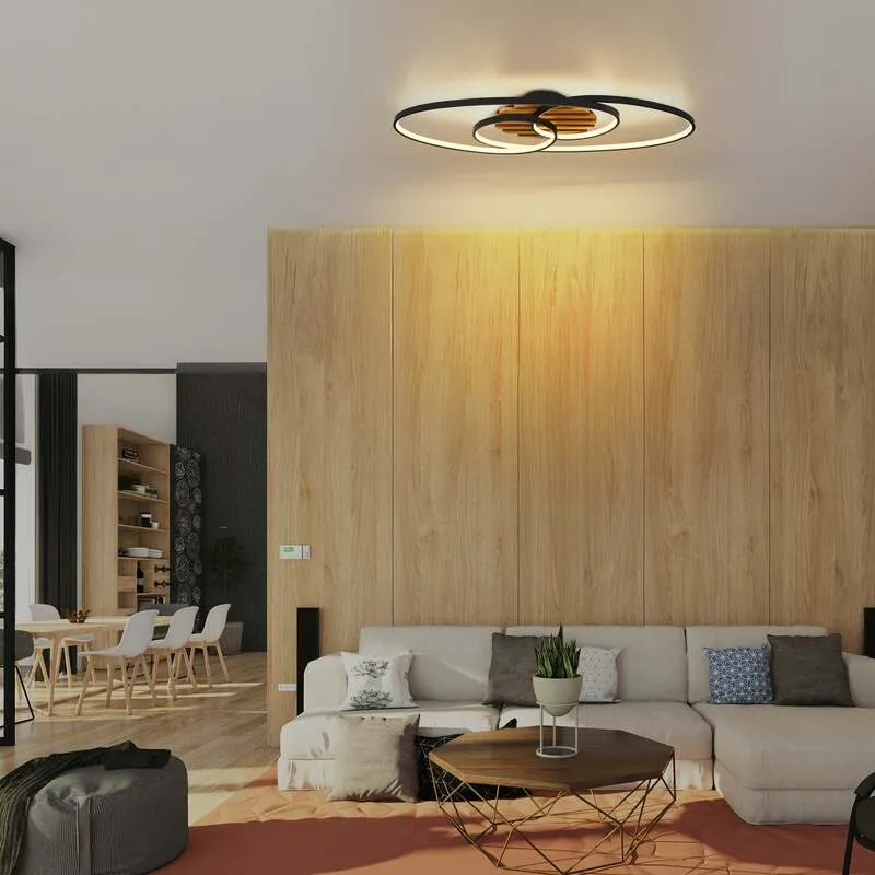 B-Ware Globo Deckenleuchte Lampe LED Tisha I Schwarz Holz 85 cm Warmweiß 40 W Leuc899