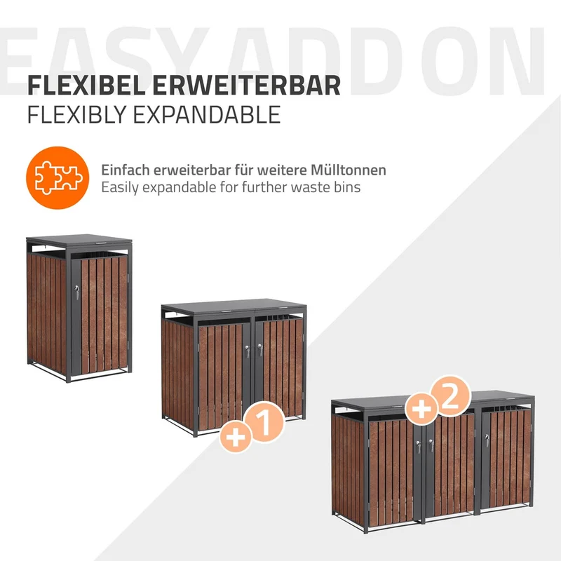 Mülltonnenbox 1er bis 240L 68x80x120 cm aus Stahl in Rostoptik ML-Design