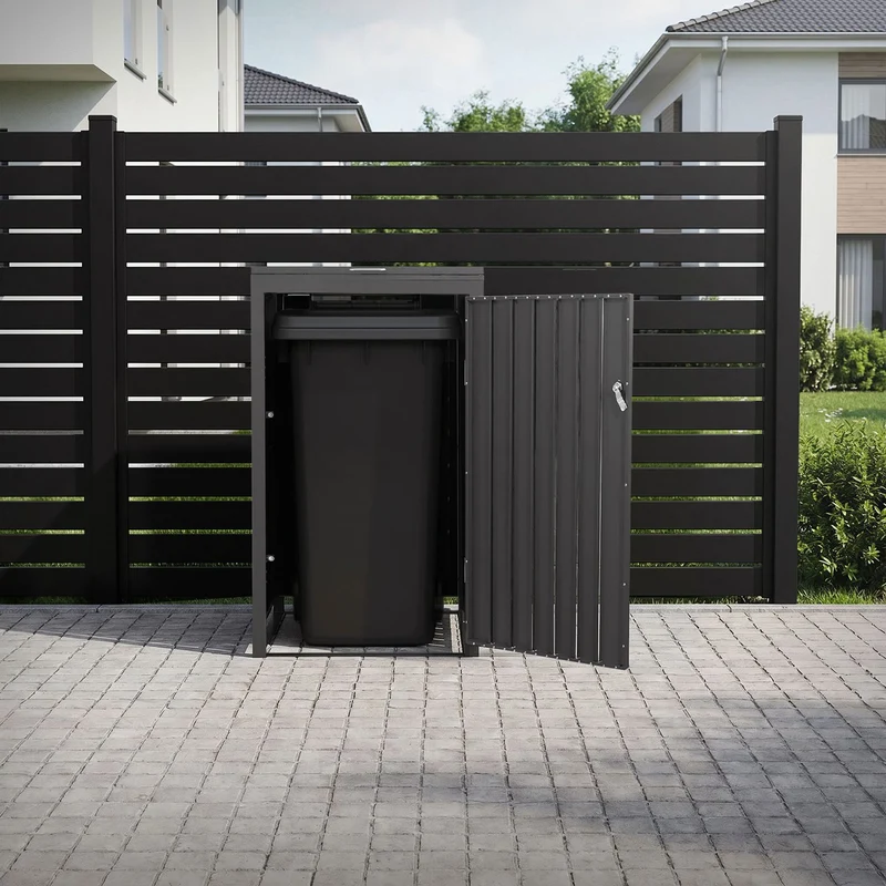 Mülltonnenbox 1er bis 240L 68x80x120 cm aus Stahl in Rostoptik ML-Design