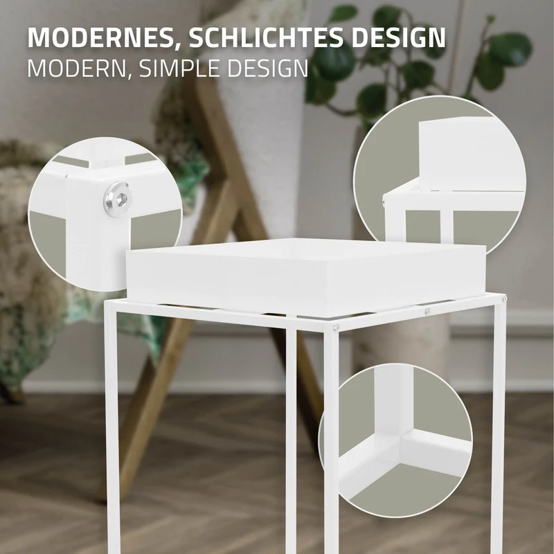 Blumenständer 45x45x80 cm Weiß aus Metall ML-Design