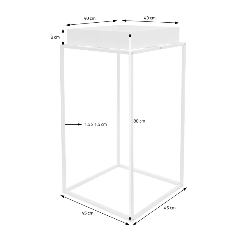 Blumenständer 45x45x80 cm Weiß aus Metall ML-Design