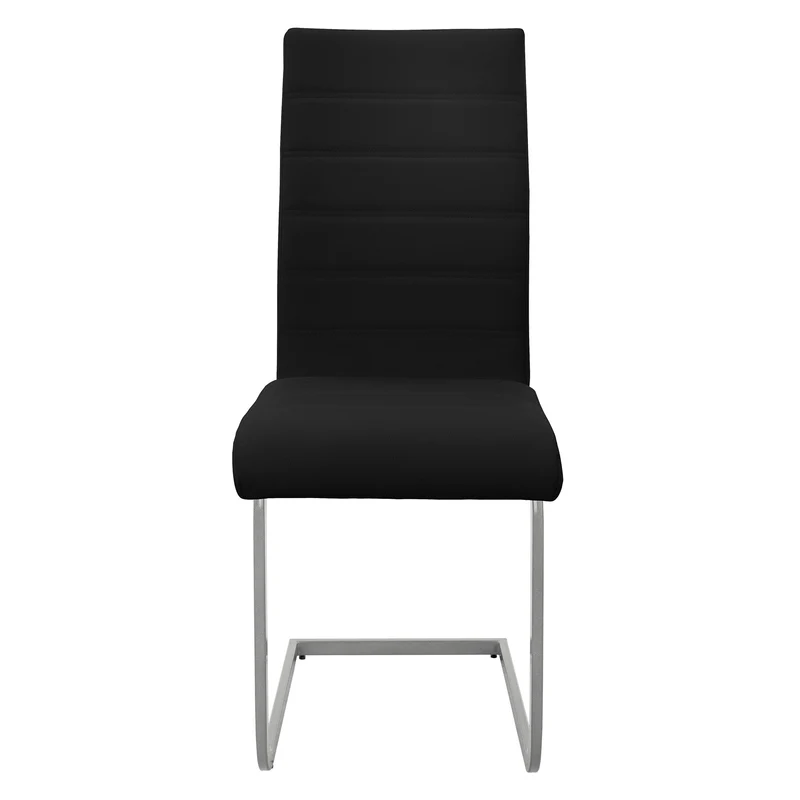 Esszimmerstuhl Freischwinger 2er Set mit Rückenlehne Schwarz Kunsterlederbezug ML-Design