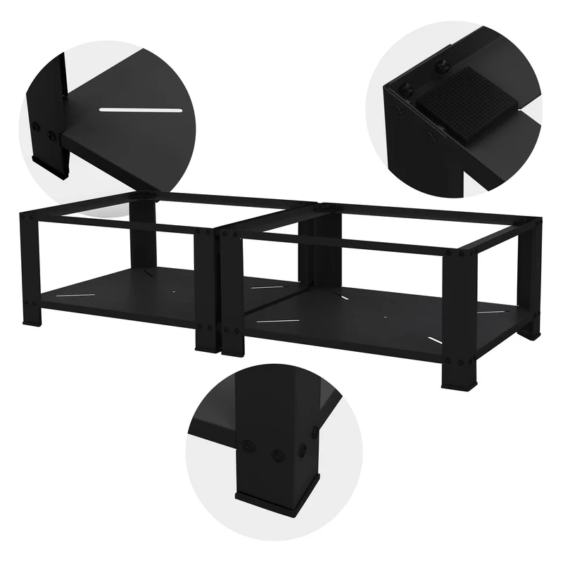 Waschmaschinen Untergestell Unterschrank doppel 128x54x32 cm mit Ablage in Schwarz ML-Design