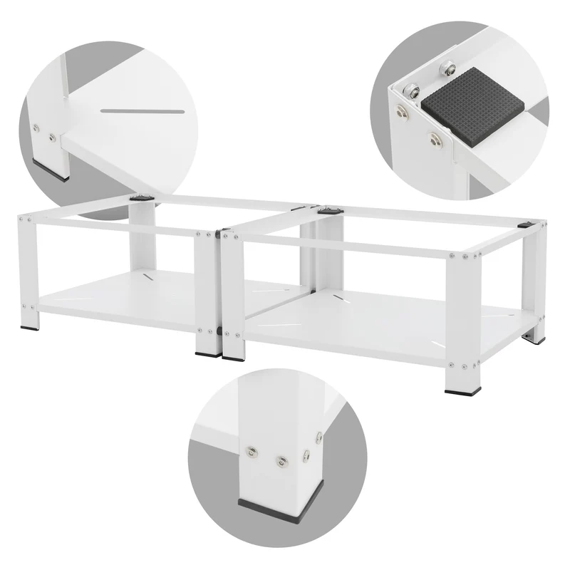 Waschmaschinen Untergestell Unterschrank doppel Set 128x54x32 cm mit Ablage in Weiß ML-Design