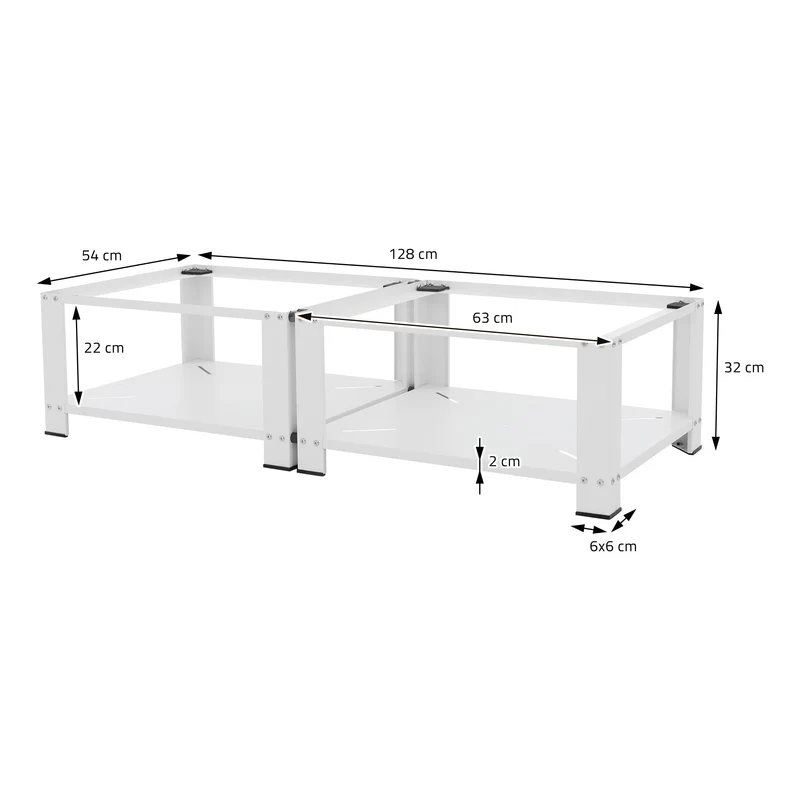 Waschmaschinen Untergestell Unterschrank doppel Set 128x54x32 cm mit Ablage in Weiß ML-Design