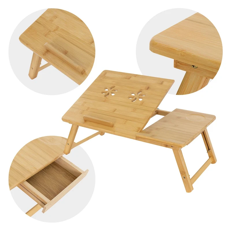 Laptoptisch klappbar Braun aus Holz ML-Design