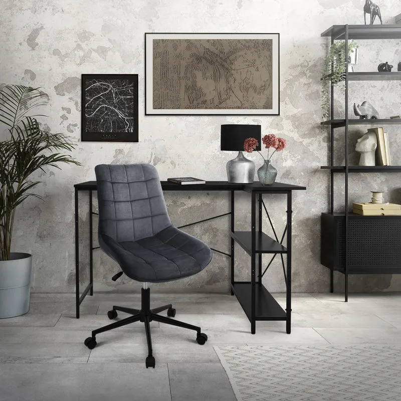 Bürostuhl auf Rollen Grau mit Samtbezug und Metallgestell ML-Design