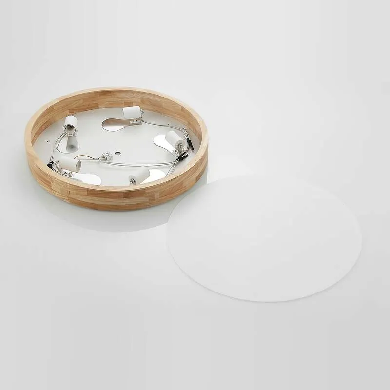 B-Ware Lindby Tanju Deckenlampe Deckenlicht E27 Eiche hell weiß Ø 60 cm SIEHE TEXT/FOTO