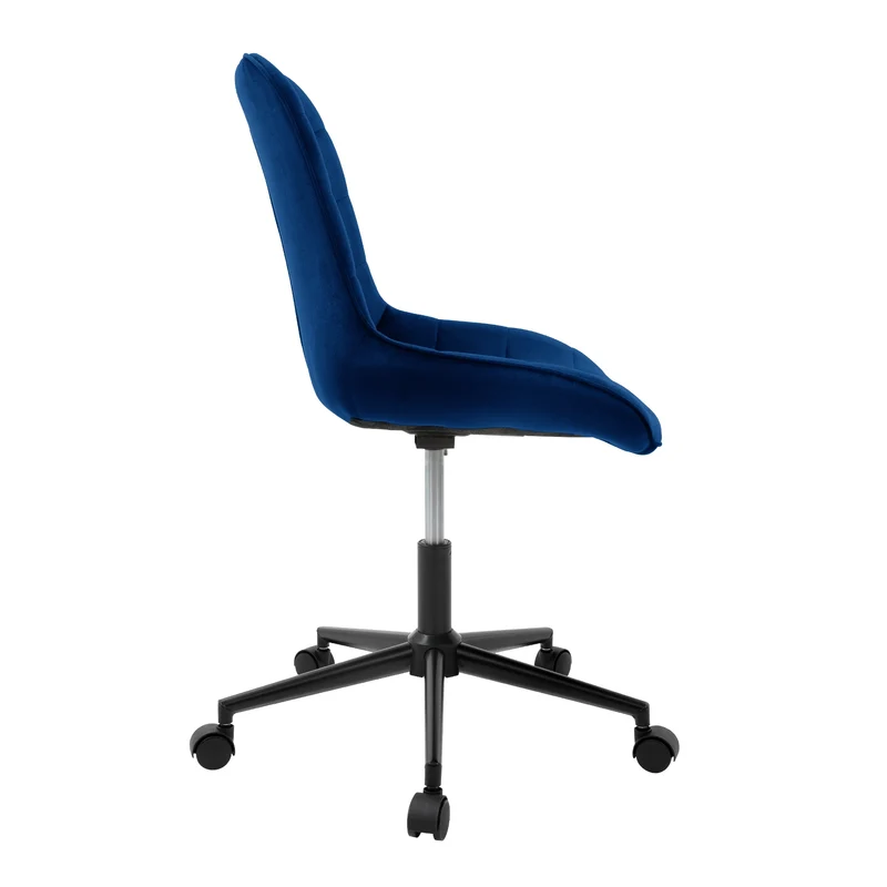 Bürostuhl auf Rollen Blau mit Samtbezug und Metallgestell ML-Design