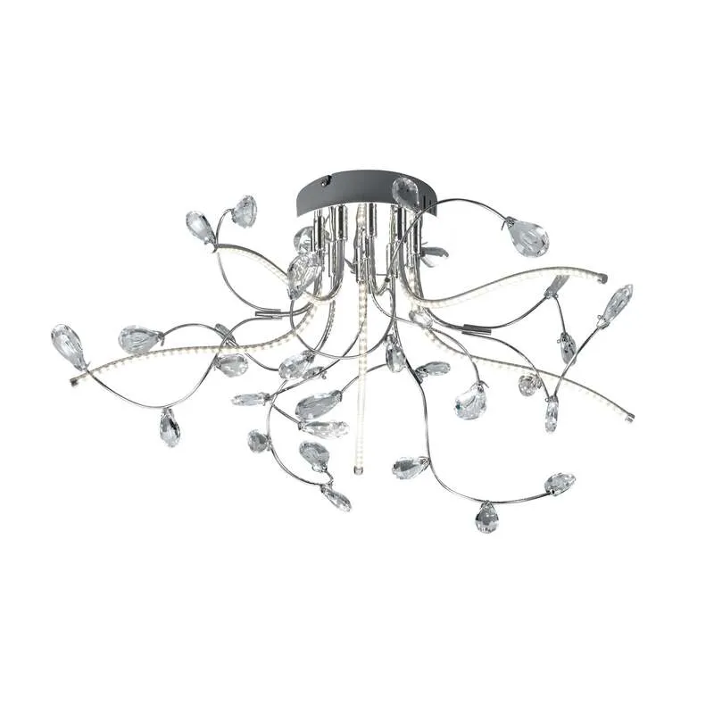 B-Ware HELL Deckenleuchte Lampe Crystal LED Deckenlampe Kristall Chrom 54 cm Warmweiß