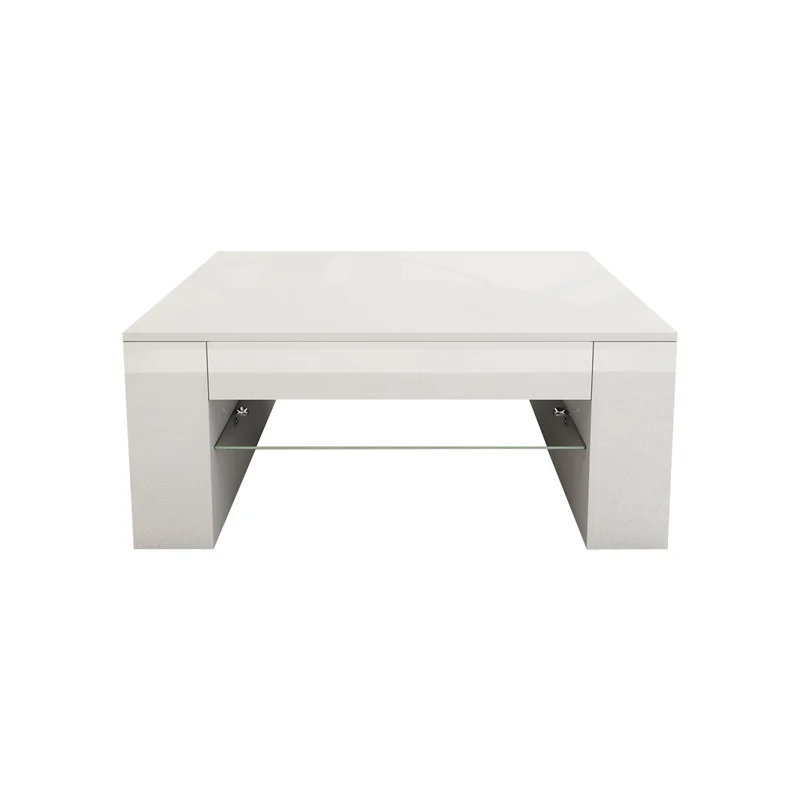 Couchtisch mit Glasablage und 4 Fächern 100x60x42 cm Weiß ML-Design