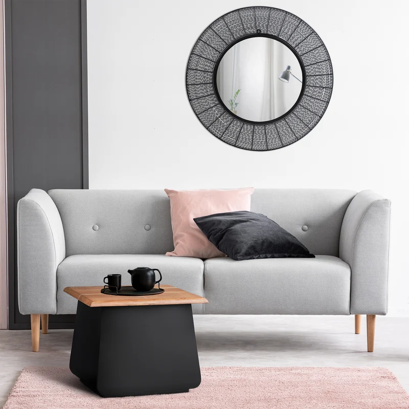 Beistelltisch 50x40x50 cm Schwarz/Natur aus Akazienholz und Metall WOMO-Design