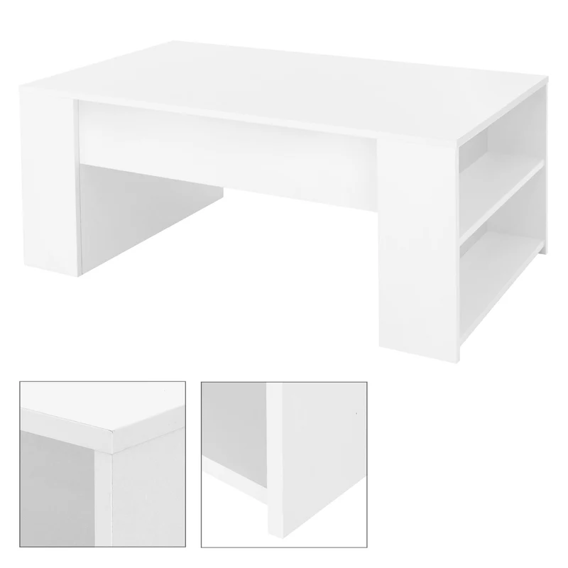 Couchtisch mit zwei Fächern 100x60x42 cm Weiß ML-Design