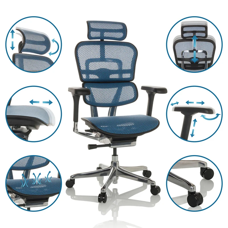 B-Ware hjh OFFICE Bürostuhl Chefsessel ERGOHUMAN Netzstoff blau SIEHE TEXT/FOTO