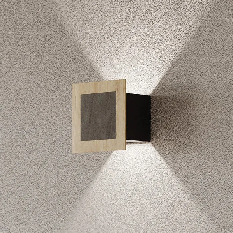 B-Ware Elobra Wandleuchte Wandleuchter LED Holz Granit Eiche Grau Dimmer 4000 K 15 cm