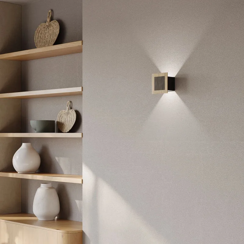 B-Ware Elobra Wandleuchte Wandleuchter LED Holz Granit Eiche Grau Dimmer 4000 K 15 cm
