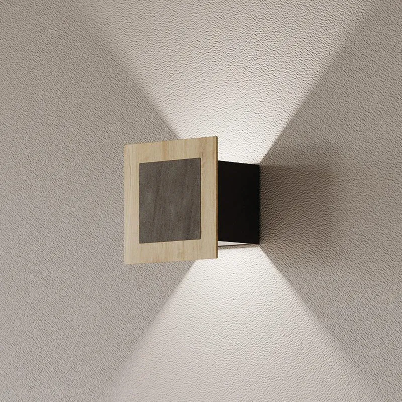 B-Ware Elobra Wandleuchte Wandleuchter LED Holz Granit Eiche Grau Dimmer 4000 K 15 cm