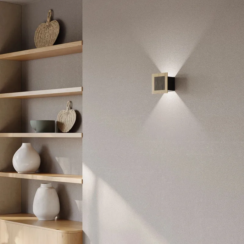 B-Ware Elobra Wandleuchte Wandleuchter LED Holz Granit Eiche Grau Dimmer 4000 K 15 cm