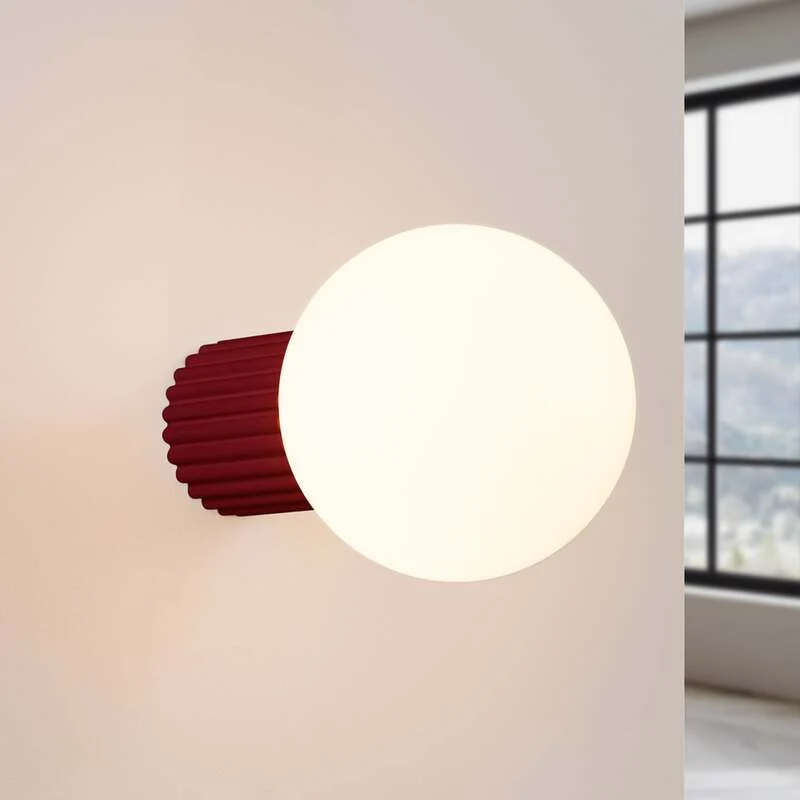 B-Ware Wandleuchte Wandlampe SOLLUX ORBI Glas Metall dunkelrot Wohnzimmer LED G9