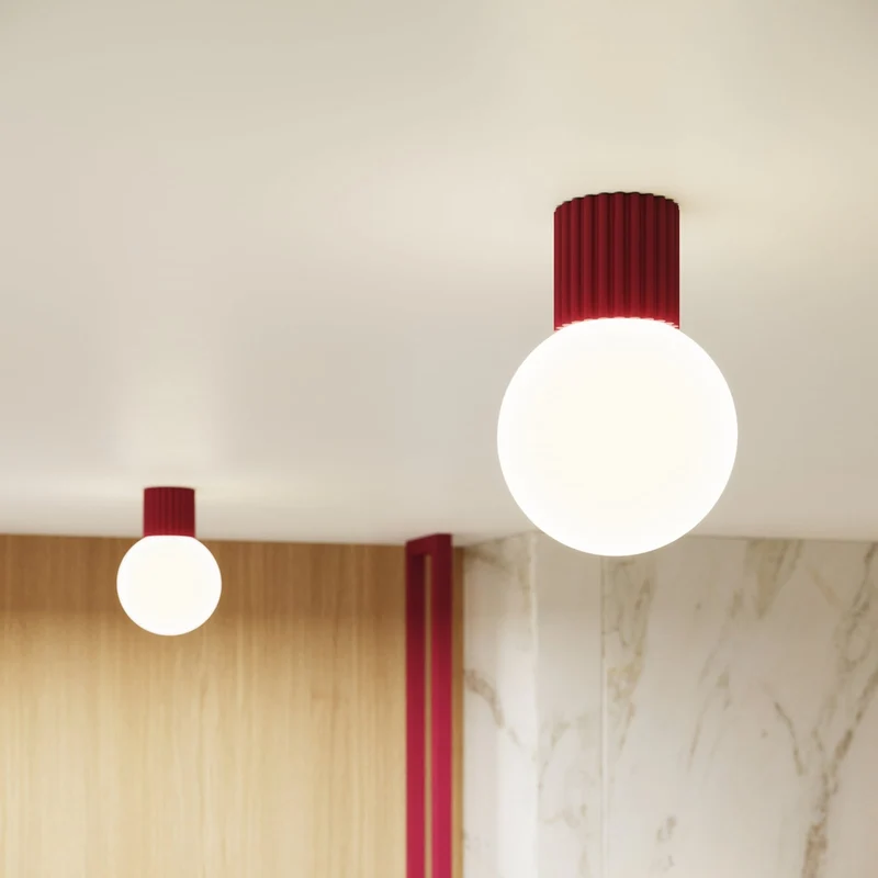 B-Ware Wandleuchte Wandlampe SOLLUX ORBI Glas Metall dunkelrot Wohnzimmer LED G9