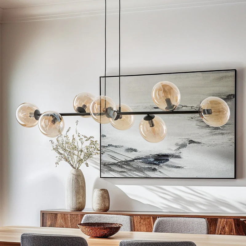 B-Ware EMIBIG LIGHTING Hängeleuchte Pendelleuchte E14 Deckenleuchte schwarz amber LED