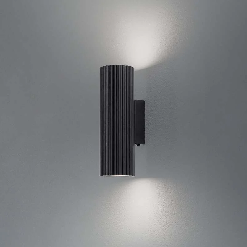 B-Ware Wandleuchte Karbon Wandlampe Aluminium Schwarz 2-flammig dimmbar 20 cm GU10 LED