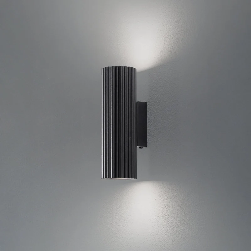 B-Ware Wandleuchte Karbon Wandlampe Aluminium Schwarz 2-flammig dimmbar 20 cm GU10 LED