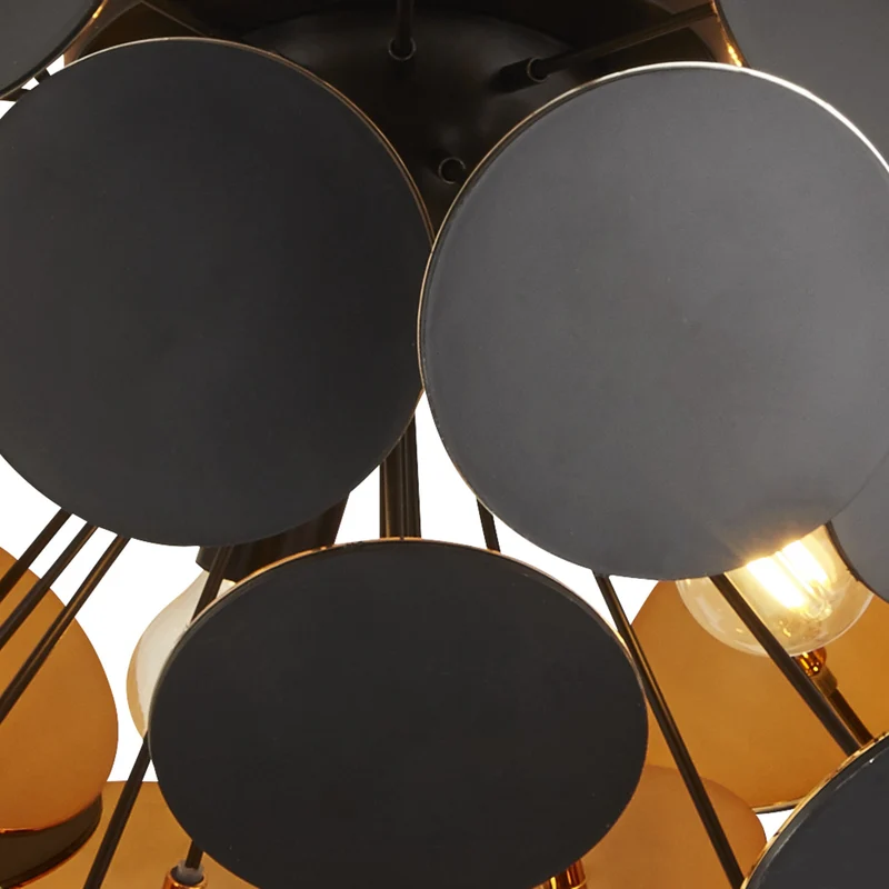B-Ware Searchlight Deckenleuchte Lampe Discus Schwarz Gold Dreiflammig Stahl Kunststoff