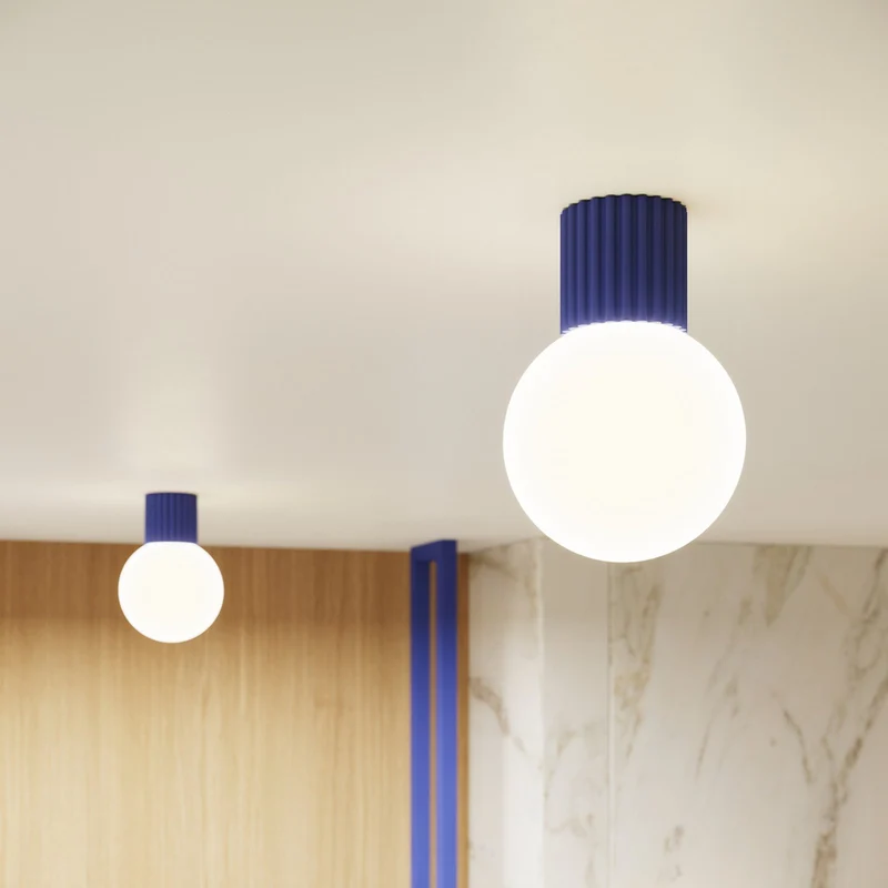 B-Ware SOLLUX LIGHTING Wandleuchte Wandlampe ORBI Glas Aluminium marineblau weiß