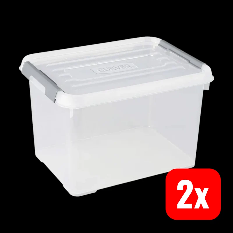 2x B-Ware Curver HANDY+ Box Aufbewahrungsbehälter Kunststoffbox 20L transparent 2 STÜCK