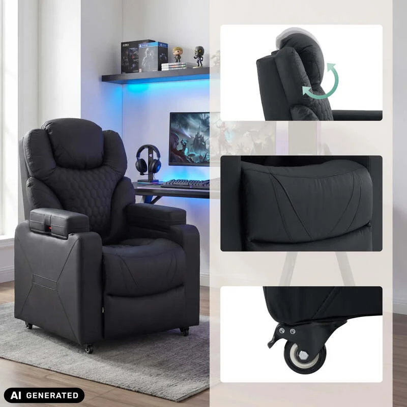 B-Ware hjh OFFICE Loungesessel Sessel Game Sport RX Kunstleder Armlehnen Schwarz