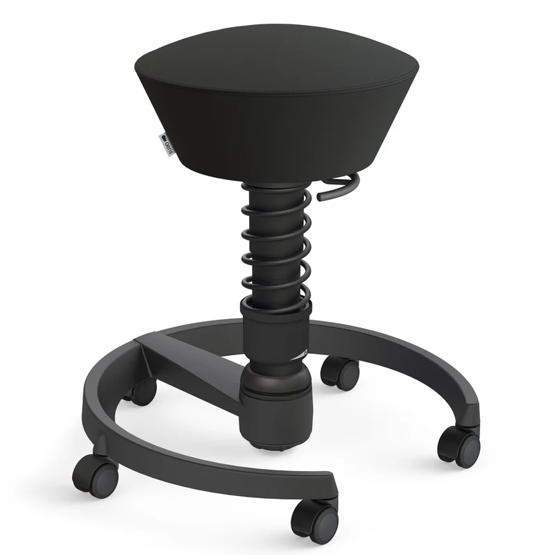 D-Ware Aeris Swopper Hocker Aktiv-Sitz Höhe Standard Hartbodenrollen Kunstleder Schwarz