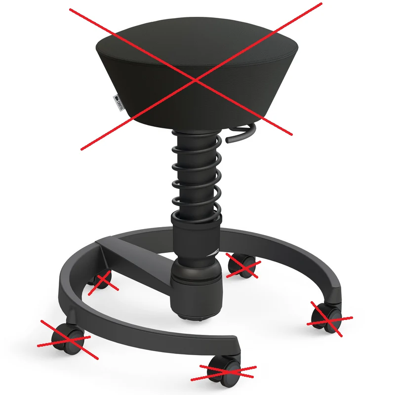 D-Ware Aeris Swopper Hocker Aktiv-Sitz Höhe Standard Hartbodenrollen Kunstleder Schwarz