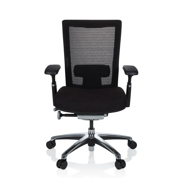 D-Ware Bürostuhl Drehstuhl Stuhl NOVA PRO ALU hjh OFFICE Stoff Schwarz Synchronmechanik