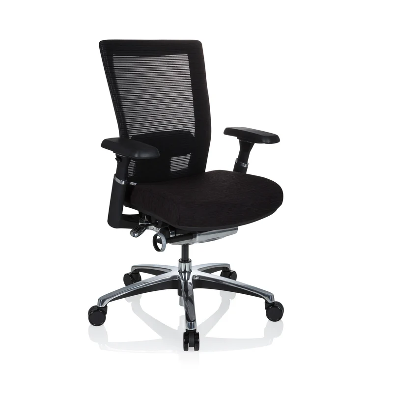 D-Ware Bürostuhl Drehstuhl Stuhl NOVA PRO ALU hjh OFFICE Stoff Schwarz Synchronmechanik