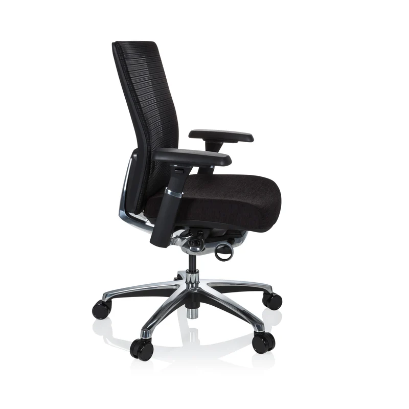 D-Ware Bürostuhl Drehstuhl Stuhl NOVA PRO ALU hjh OFFICE Stoff Schwarz Synchronmechanik
