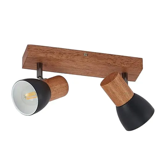 B-Ware Lindby Tonja Decken-Strahler mit Holz zweiflammig Deckenlampe Deckenlicht E14