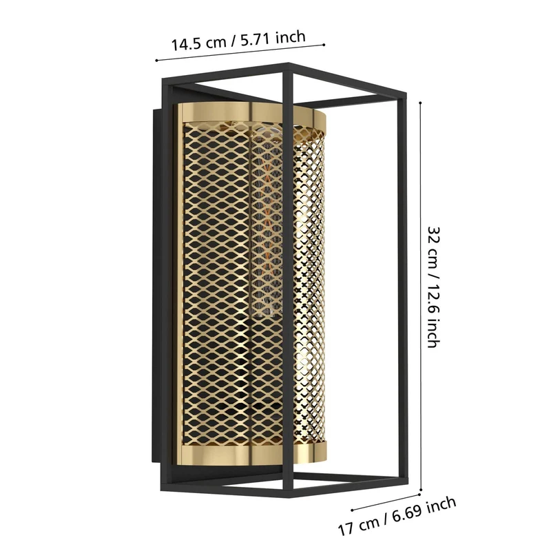 B-Ware Eglo Wandleuchte Nohales Höhe 32 cm schwarz messingfarben Wandlampe Lampe Spot