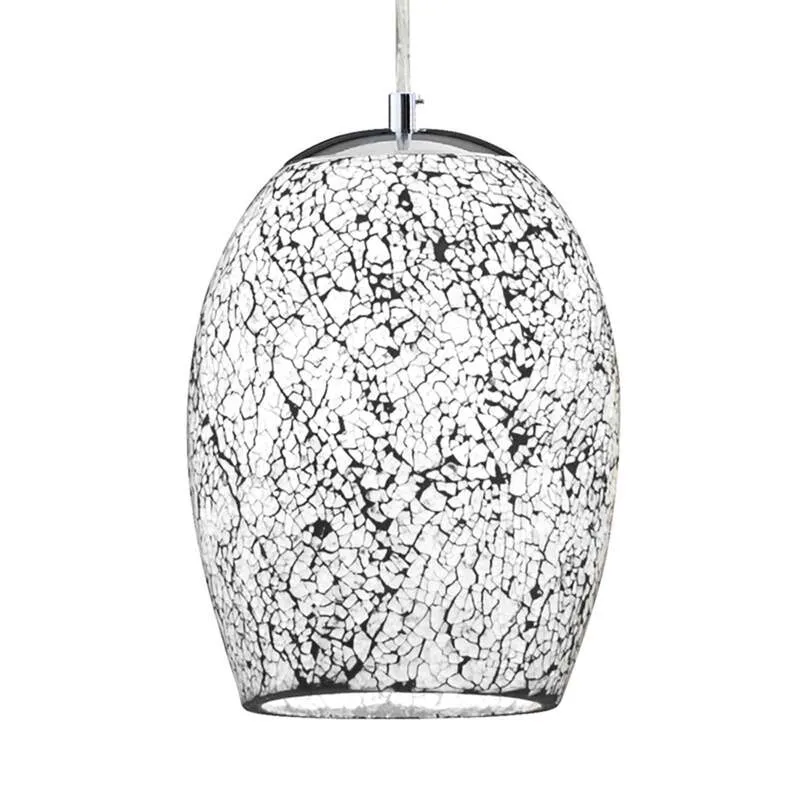 B-Ware Searchlight Hängeleuchte Pendelleuchte Crackle Glas Chrom Weiß Mosaik
