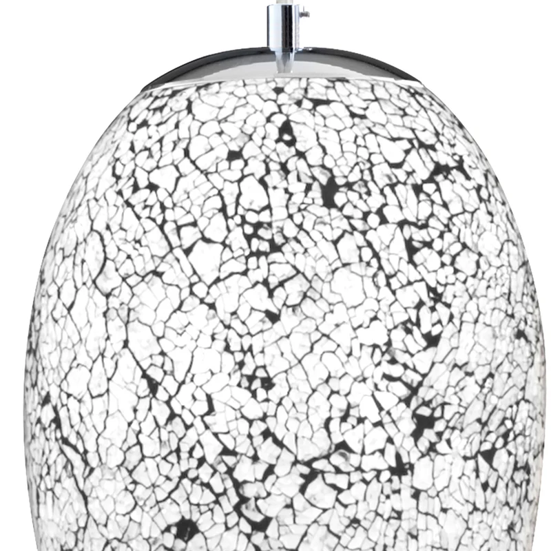 B-Ware Searchlight Hängeleuchte Pendelleuchte Crackle Glas Chrom Weiß Mosaik