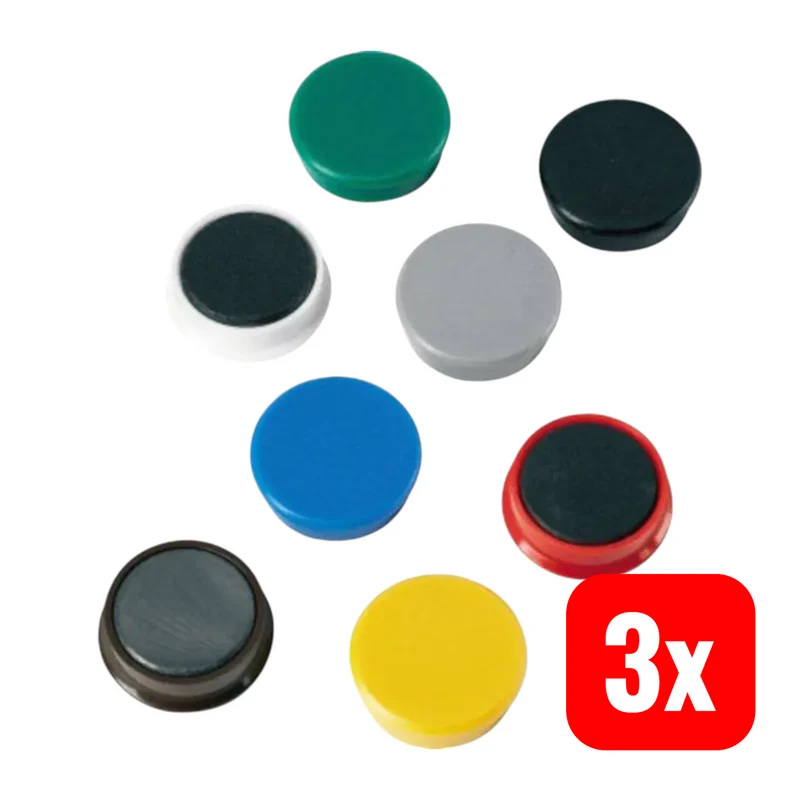 3x B-Ware Alco Kraftmagnet Magnet farbig sortiert 38 mm Metall Kunststoff 10er-Pack 3 SETS