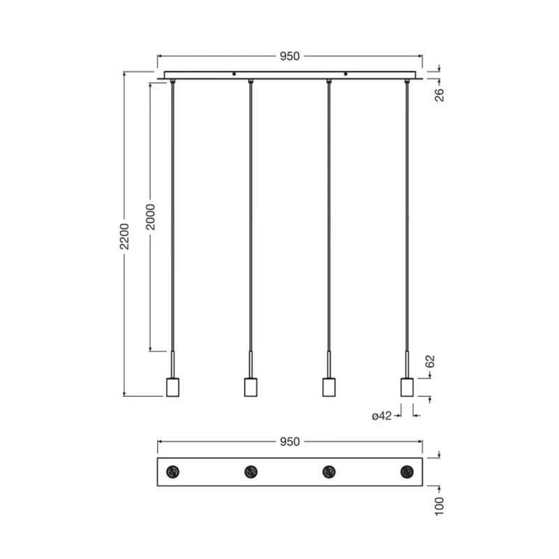 B-Ware OSRAM DECOR Needle Pendelleuchte Linear Beige 4xE27 Deckenlampe Lampe Spot