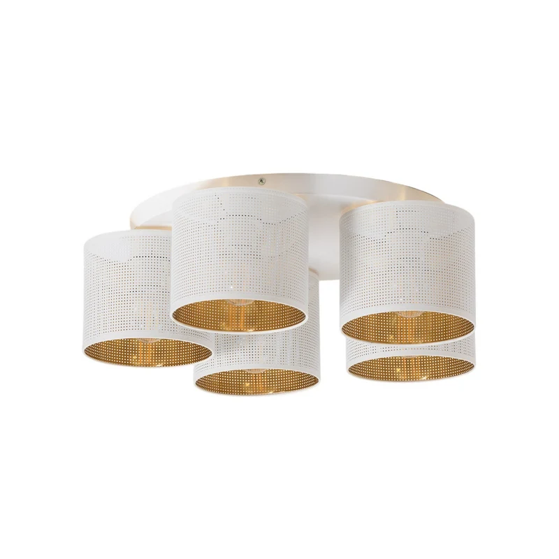 B-Ware Deckenleuchte Deckenlampe Jovin Weiß Gold fünf Schirme Wohnzimmer Esszimmer