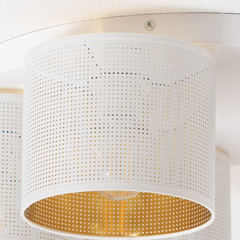 B-Ware Deckenleuchte Deckenlampe Jovin Weiß Gold fünf Schirme Wohnzimmer Esszimmer
