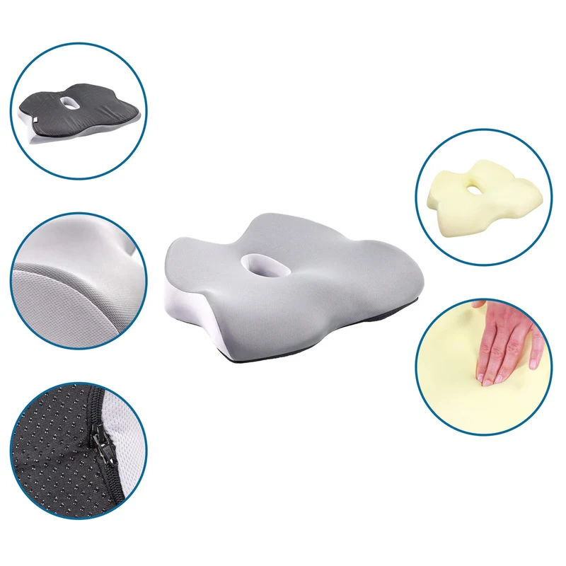 B-Ware hjh OFFICE Sitzkissen Kissen Stuhlkissen Schaum grau abnehmbar antirutsch 611