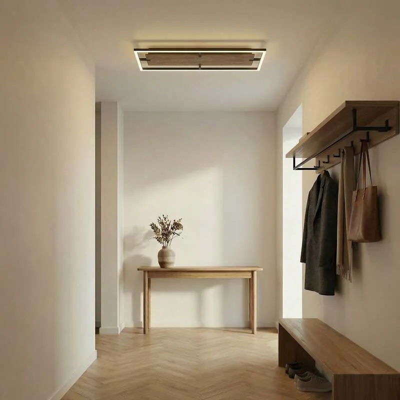 B-Ware Lucande Deckenleuchte Deckenlampe LED Vectra Holz Schwarz dimmbar Beleuchtung