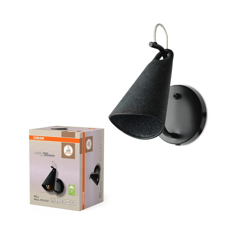 B-Ware OSRAM Wandleuchte Wandlampe Decor Bell E27 Schwarz Innenbereich